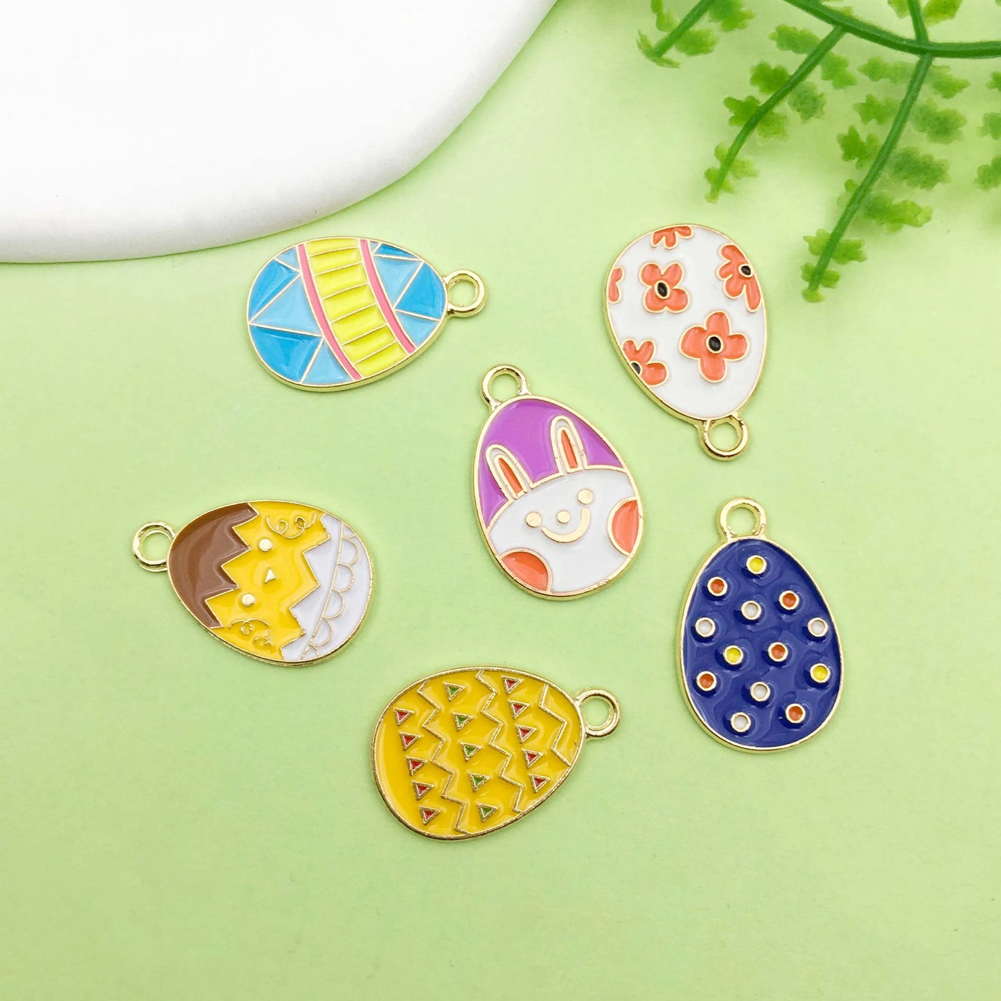 12/24pcs 14*22mm Easter Charms Colorful Cute Cartoon Egg Design Alloy Enamel Pendants For DIY Bracelet Necklace Jewelry Making