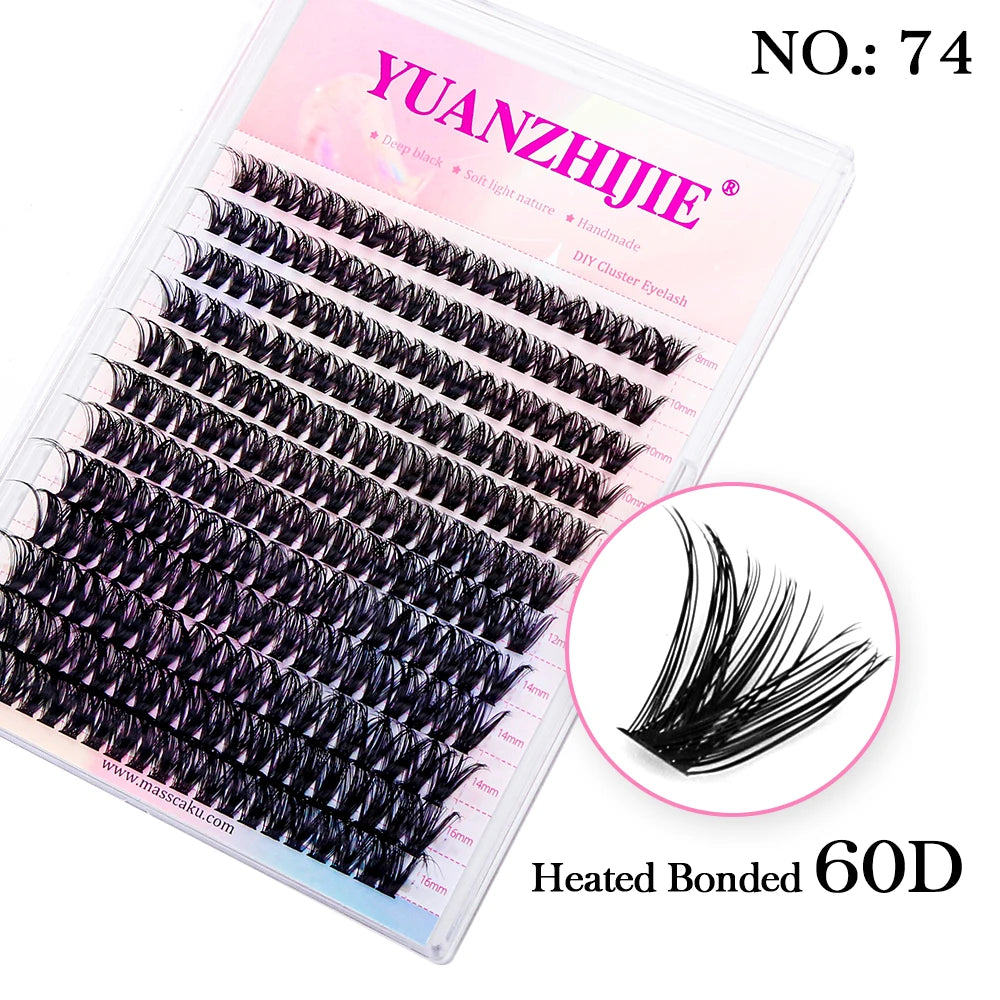 YUANZHIJIE Mix Length Fluffy Individual DIY Clusters Eyelash Extension C D Curl 144 pcs Natural Segmented Eyelash Makeup Tools