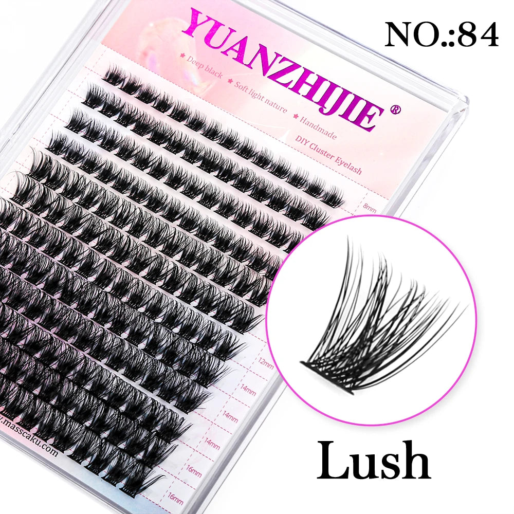YUANZHIJIE Mix Length Fluffy Individual DIY Clusters Eyelash Extension C D Curl 144 pcs Natural Segmented Eyelash Makeup Tools