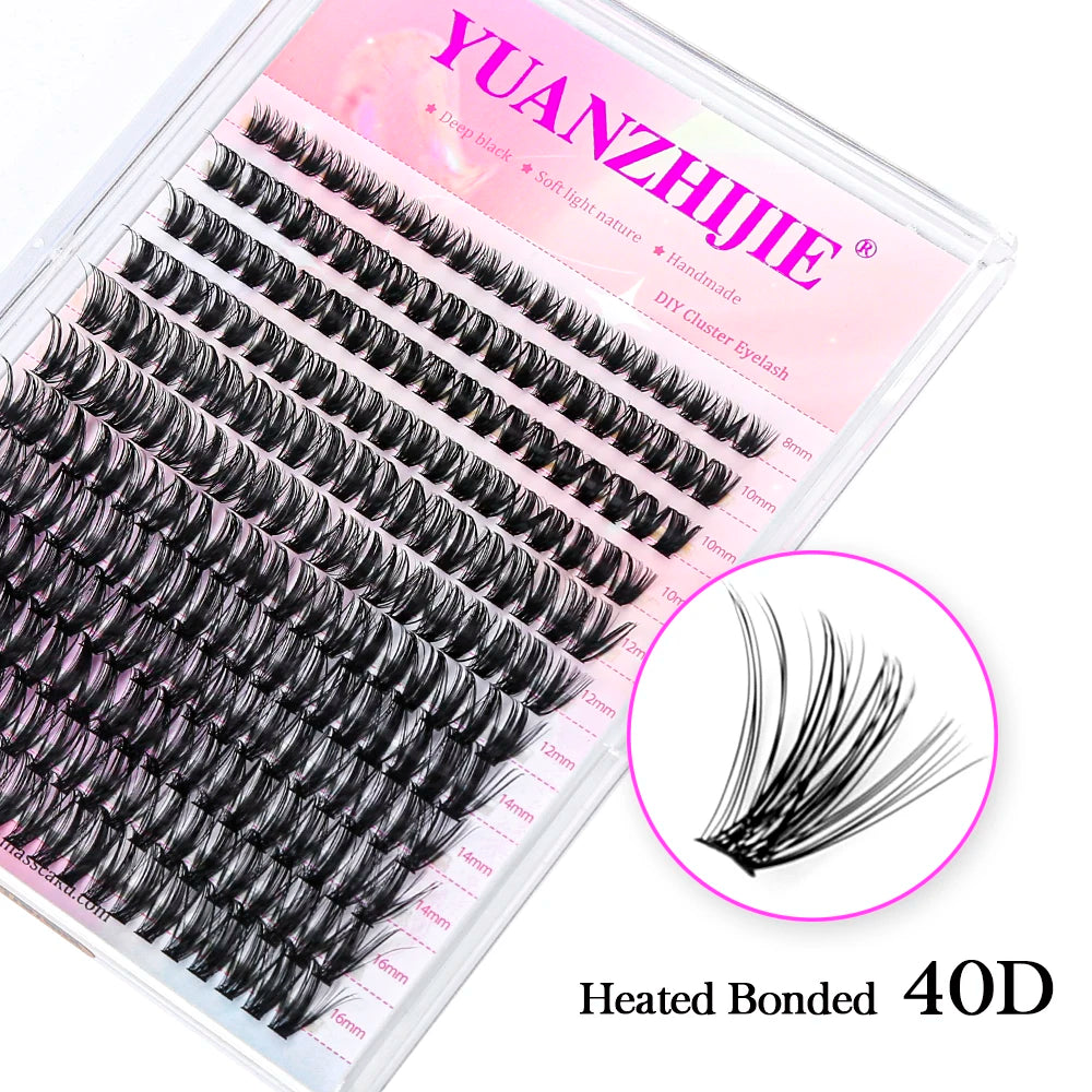 YUANZHIJIE Mix Length Fluffy Individual DIY Clusters Eyelash Extension C D Curl 144 pcs Natural Segmented Eyelash Makeup Tools