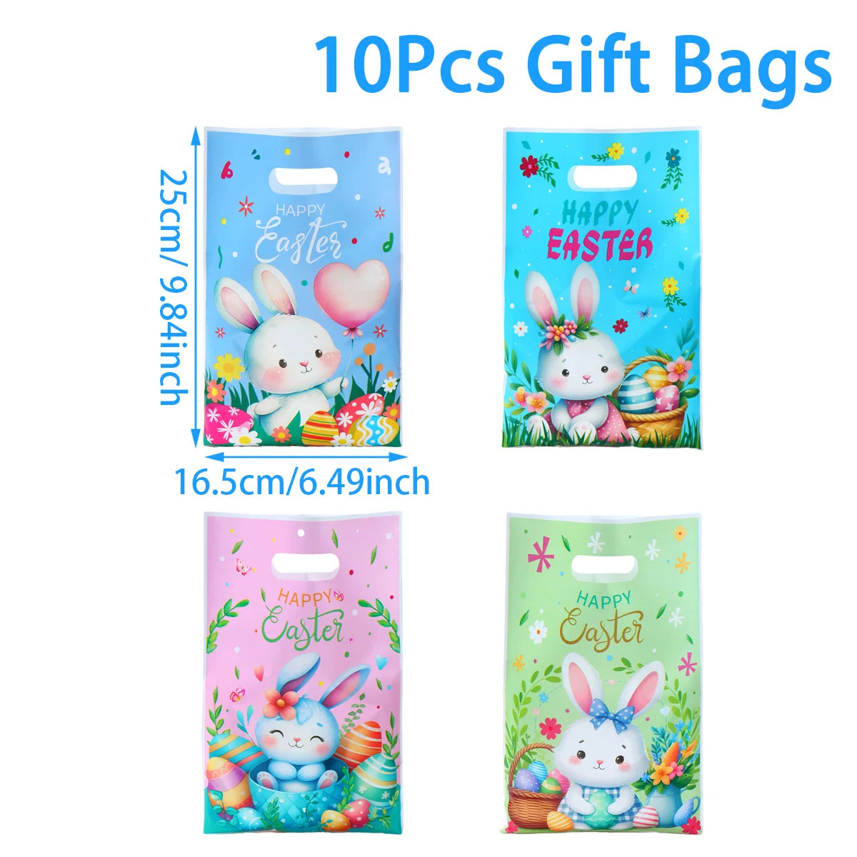 Happy Easter Candy Gifts Bags Bunny Rabbit Eggs Cookies Packing Bag Easter Decoration For Home Happy Birthday Party Supplies