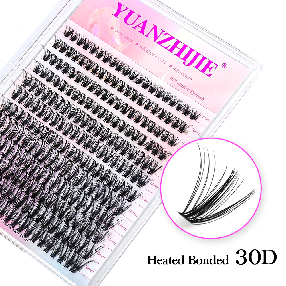 YUANZHIJIE Mix Length Fluffy Individual DIY Clusters Eyelash Extension C D Curl 144 pcs Natural Segmented Eyelash Makeup Tools