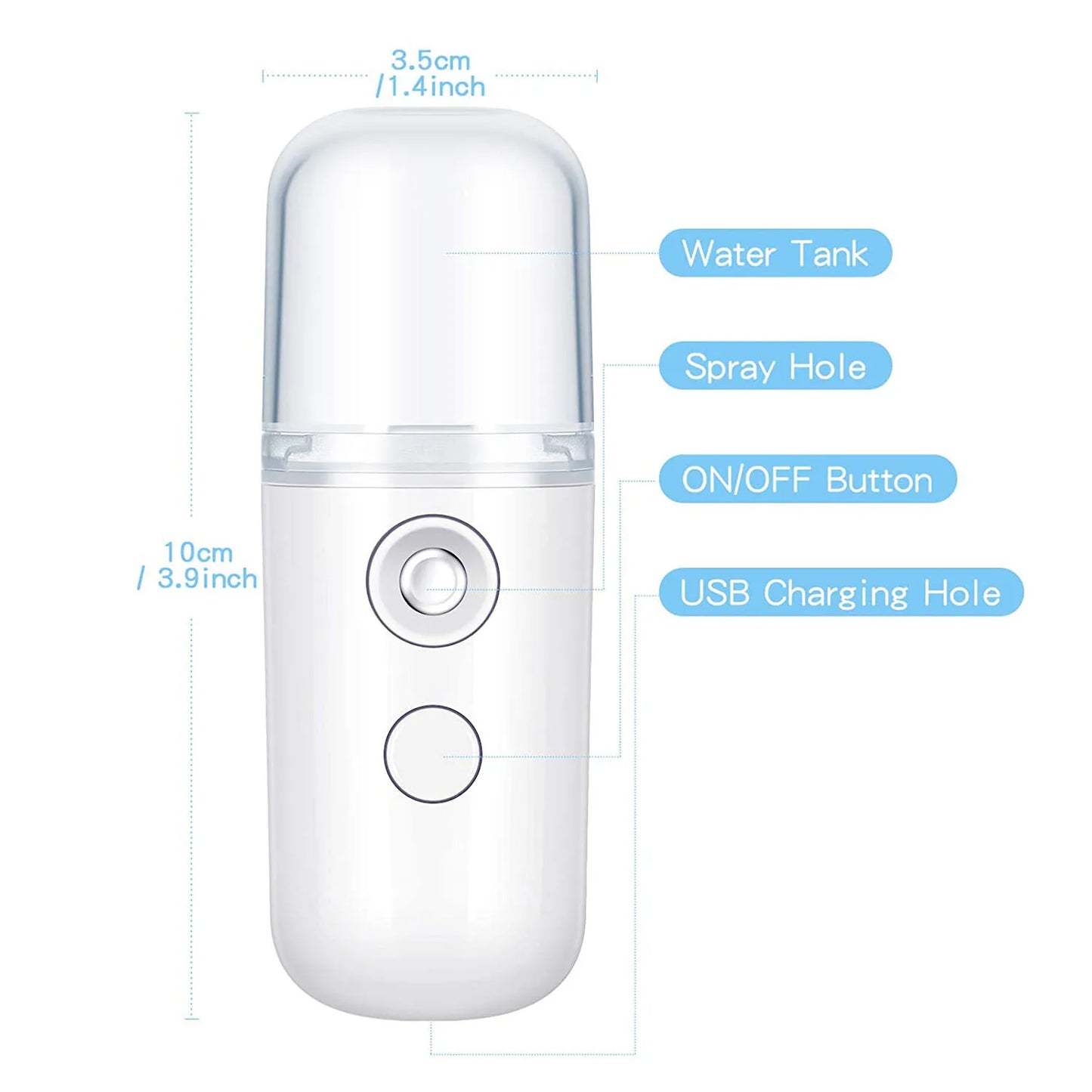 30ml Mini Humidifier Portable Rechargeable Small Facial Steamer Wireless Nano Personal Face Hydrat Sprayer Cool Mist Maker