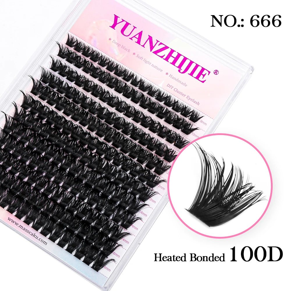 YUANZHIJIE Mix Length Fluffy Individual DIY Clusters Eyelash Extension C D Curl 144 pcs Natural Segmented Eyelash Makeup Tools